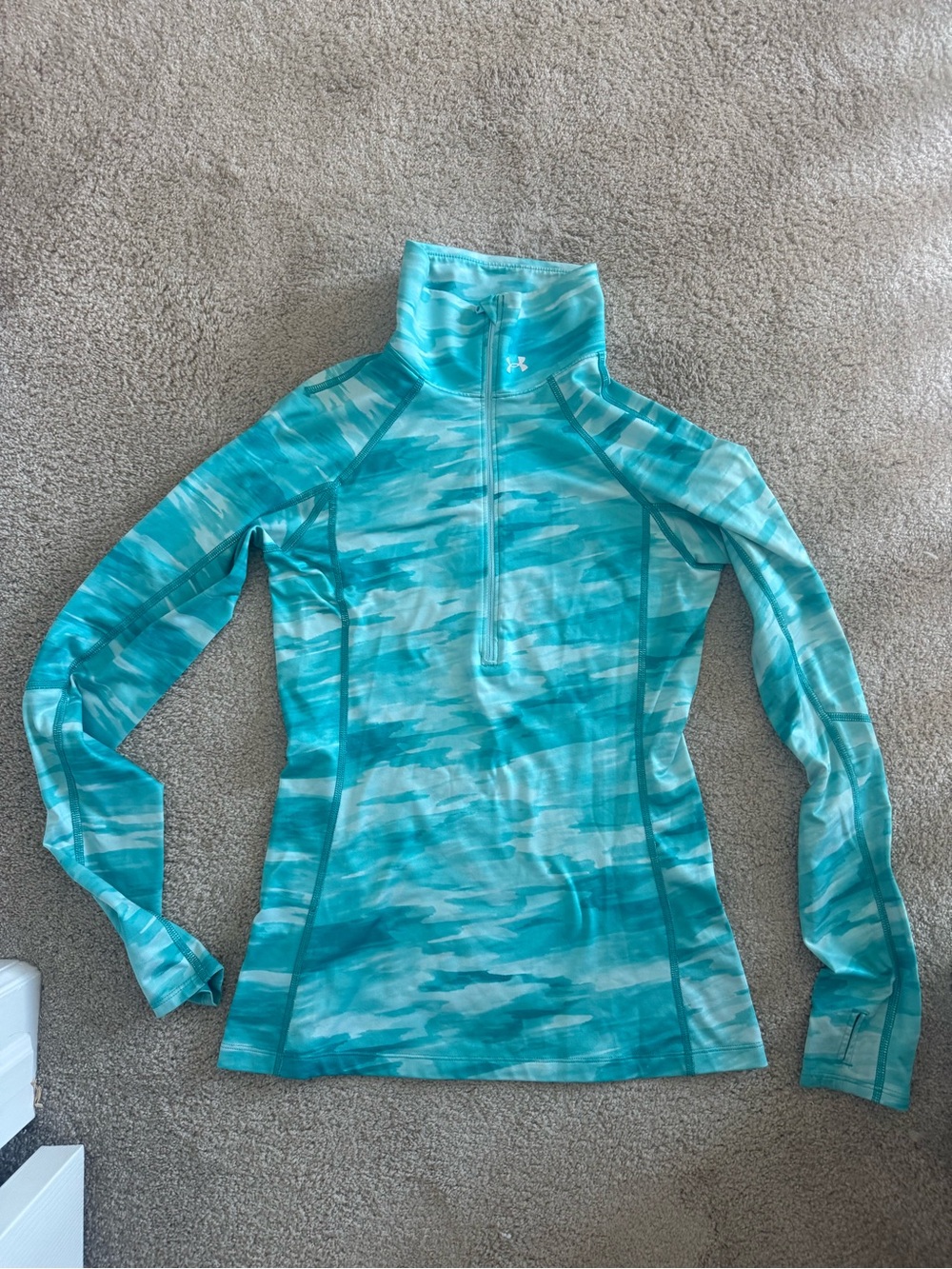 Under Armour Women's Aqua Teal Camo Quarter-Zip Performance Top